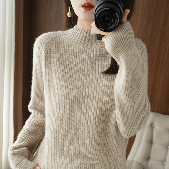 Damen Kurz-Stehkragenpullover aus feinem Feinstrick mit kaschmirähnlicher Weichheit und Raglanärmeln Shop Nory