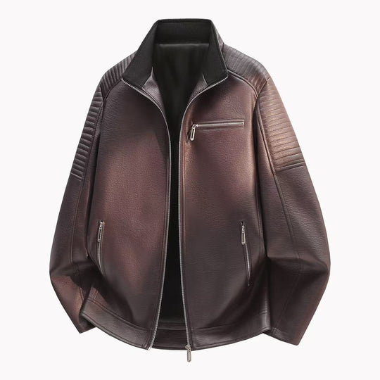 Herren Elegante Lederjacke mit Reißverschlüssen Shop Nory