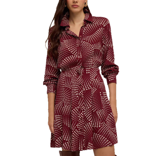 Damen Hemdblusenkleid mit Smockbund, Knopfleiste und Allover‑Print Shop Nory