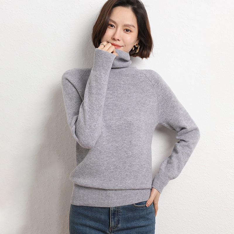 Damen Schlanker Rollkragenpullover aus feinem Strick mit Raglanärmeln Shop Nory