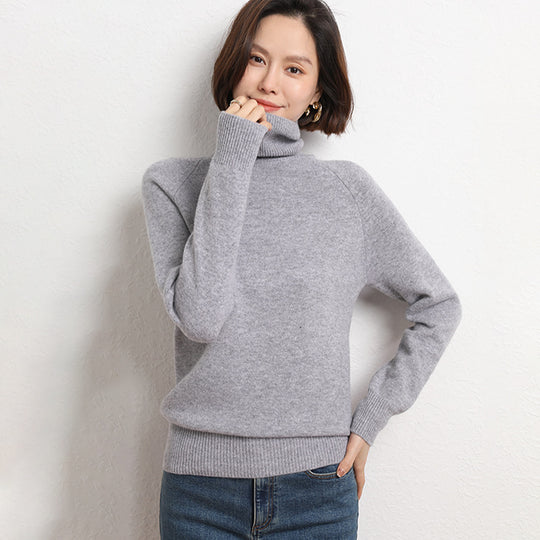 Damen Schlanker Rollkragenpullover aus feinem Strick mit Raglanärmeln Shop Nory