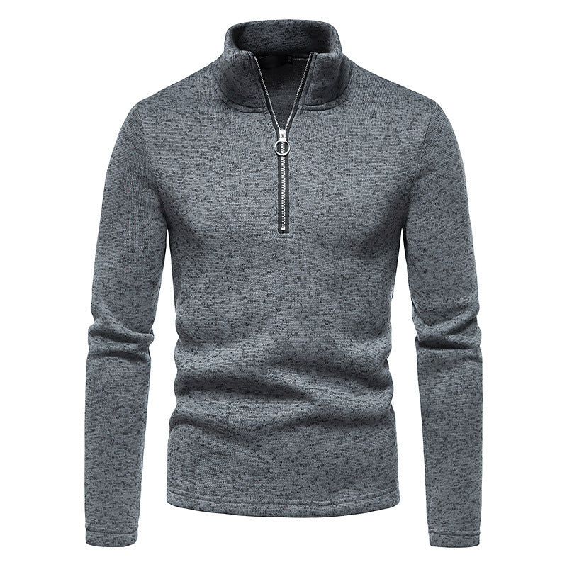 Herren Fleecepullover mit Stehkragen und innovativem Reißverschluss