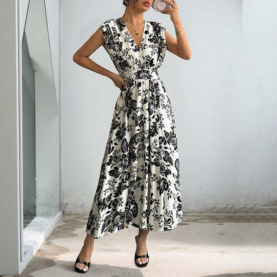Damen Fließendes Midikleid mit V-Ausschnitt, geraffter Taille und Jacquard‑Struktur Shop Nory