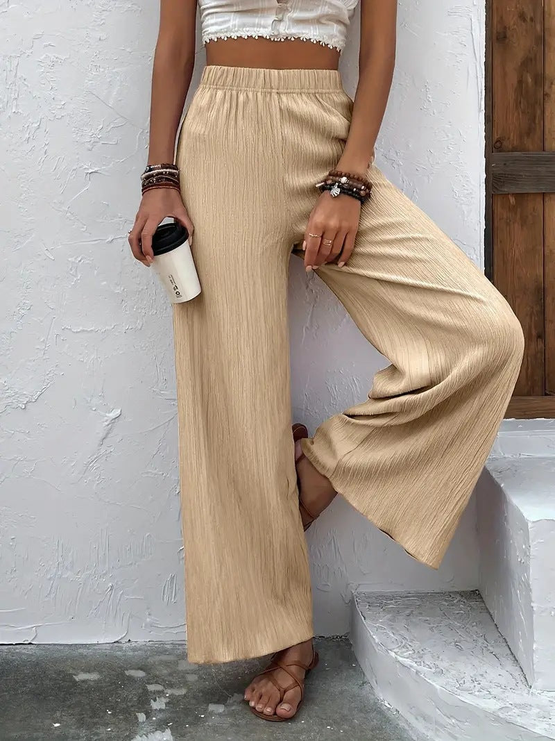 Damen Weite Plissee-Hose aus atmungsaktivem Material Shopnory
