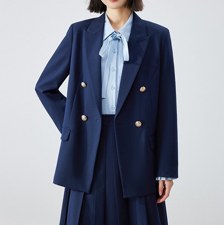 Damen Doppelreiher Blazer mit glänzenden Knöpfen Shop Nory