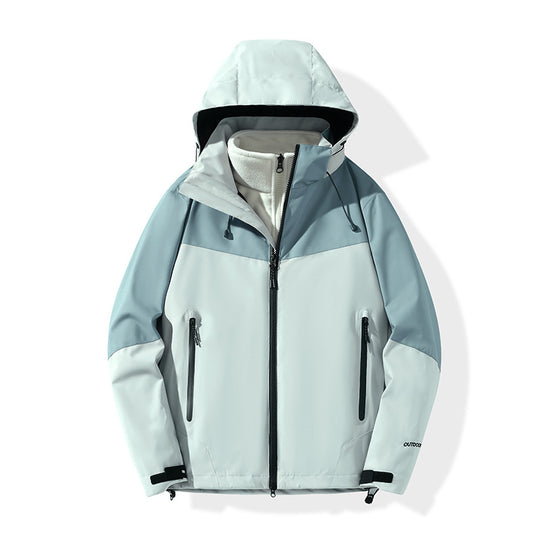 Herren Softshell-Hybridjacke mit Kapuze, getapten Reißverschlüssen und verstellbarem Saum Shop Nory