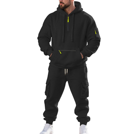 Herren nan Urbaner Cargo-Jogginganzug mit Kapuzenhoodie und Reißverschlusstaschen Shop Nory