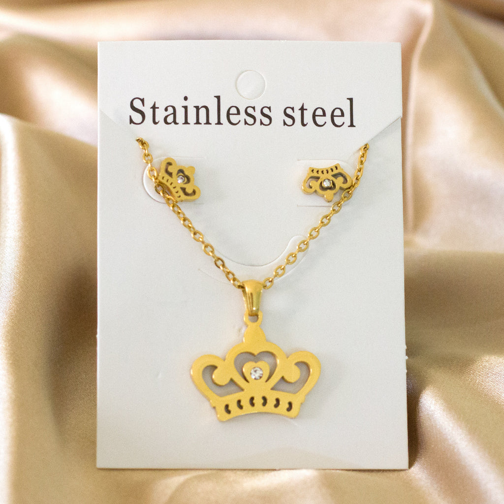 Damen Schmuckset mit Krone-Anhänger und Ohrsteckern Shop Nory