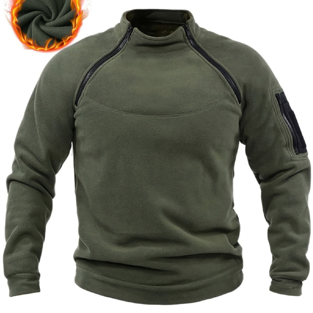 Herren Thermo-Fleecepullover mit Schulterreißverschlüssen, Stehkragen & Ärmel‑Utilitytasche Shop Nory
