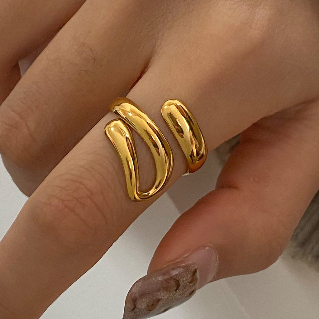 Damen eleganter, gewundener Edelstahlring Shop Nory