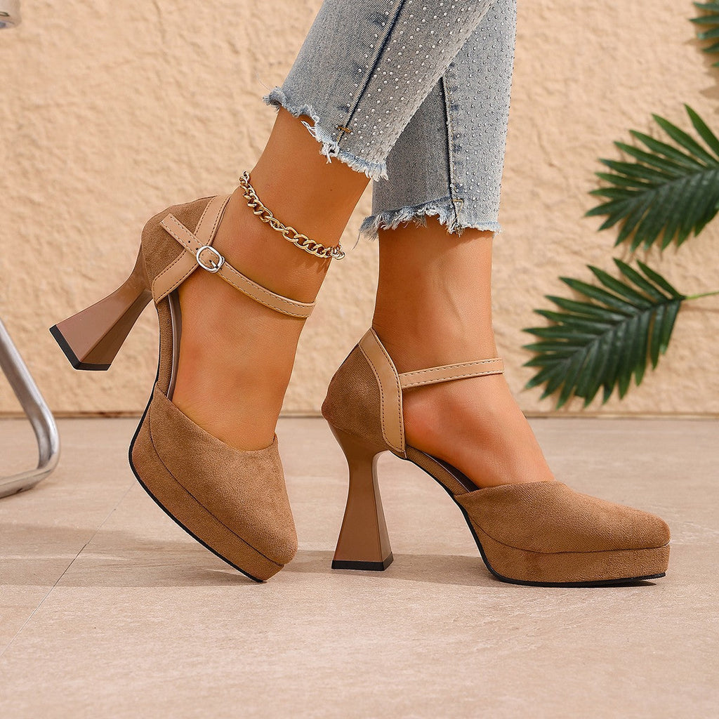 Damen Elegante Plateau-Pumps mit Riemchen