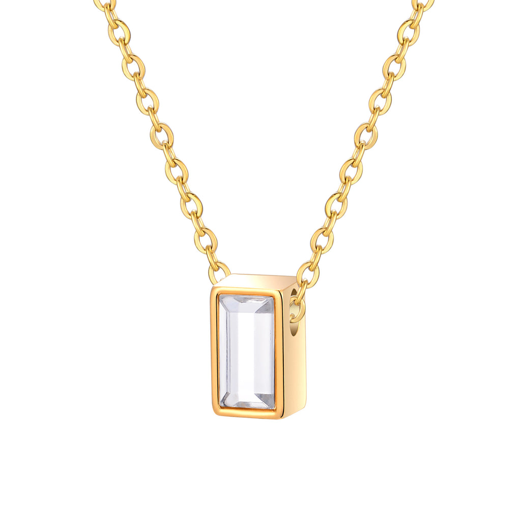 Damen Halskette mit elegantem rechteckigem Anhänger und funkelndem Stein Shop Nory