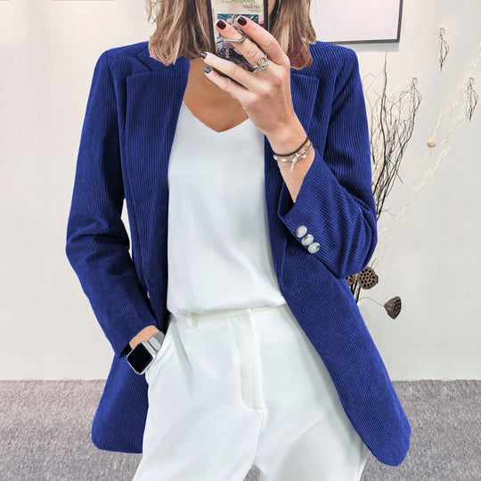 Damen Cordblazer im Oversized-Schnitt mit Revers und Schmuckknöpfen Shop Nory