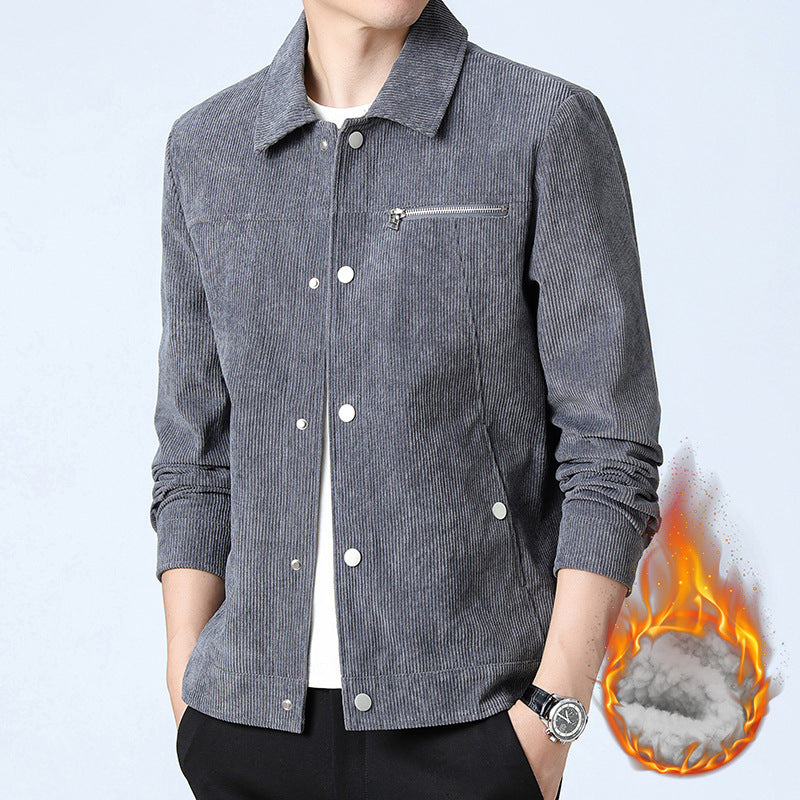 Herren Cord‑Overshirt aus Breitcord mit Druckknopf‑Front und Zipper‑Brusttasche Shop Nory