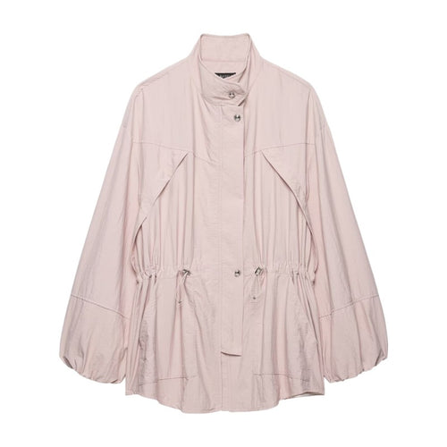 Damen leichter Oversize-Parka mit Tunnelzugtaillierung und Ballonärmeln Shop Nory