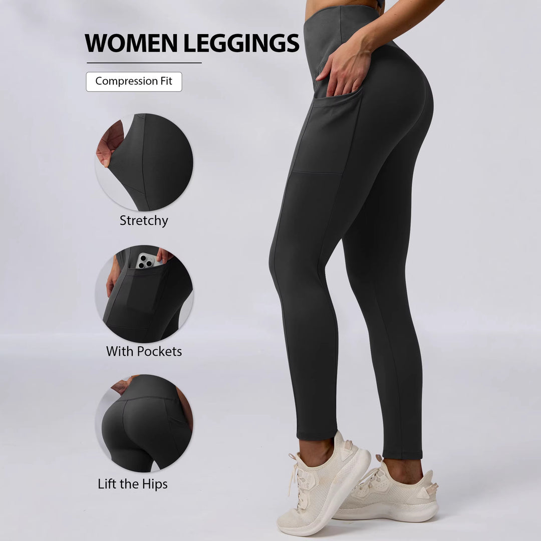 Damen Knöchelhohe Sportleggings mit hohem Bund und seitlicher Smartphone-Tasche Shopy Nory