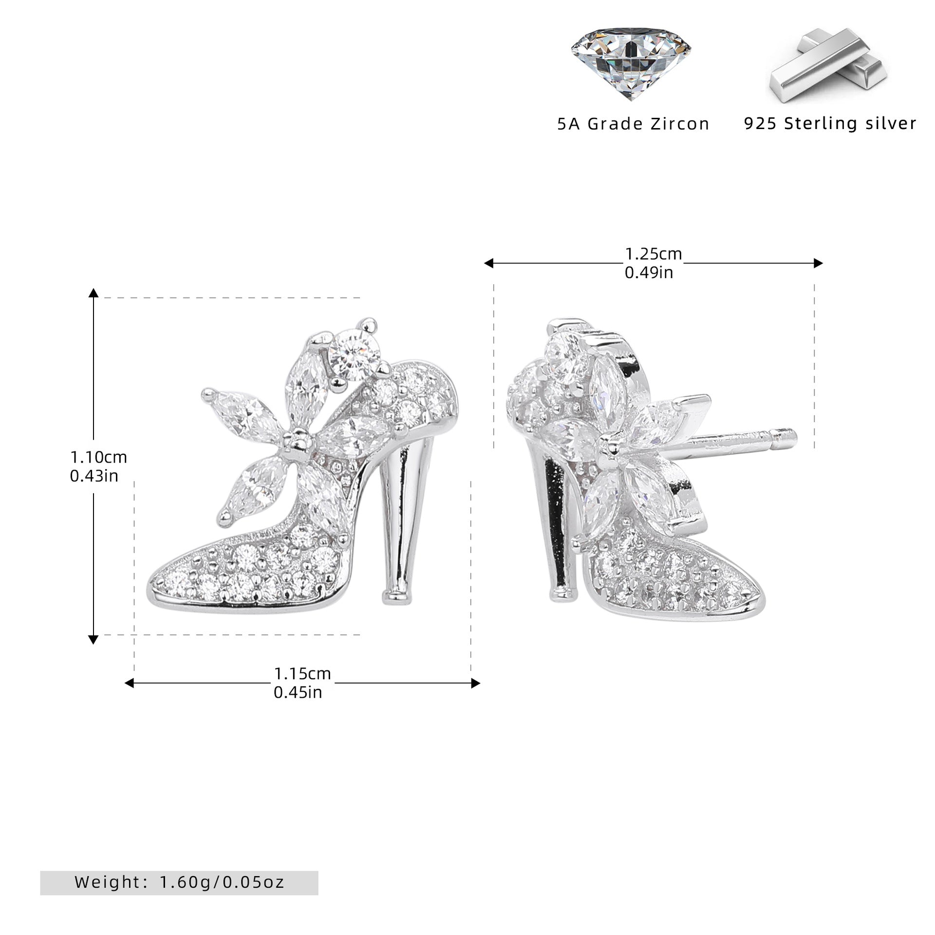 Damen Ohrringe in Pumps-Design mit funkelnden Zirkonia Shop Nory