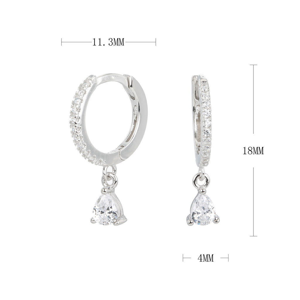 Damen Creolenohrringe mit funkelnden Aqua-Zirkon-Anhängern Shop Nory