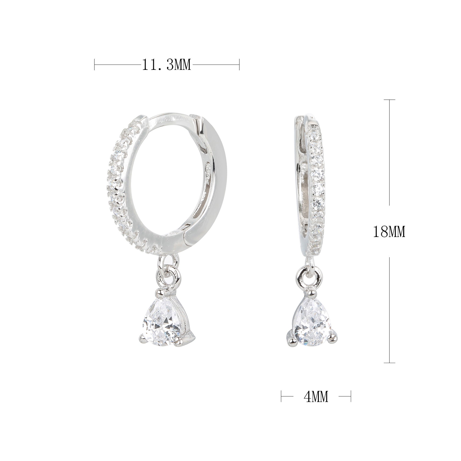 Damen Creolenohrringe mit funkelnden Aqua-Zirkon-Anhängern Shop Nory