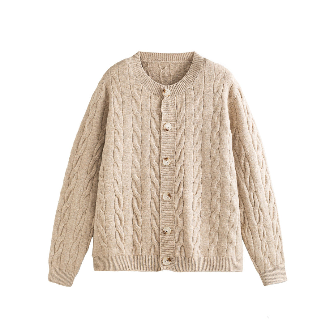 Damen Grobgestrickte Cardiganjacke mit Zopfstrick und Knopfleiste Shop Nory