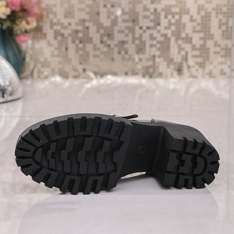 Damen Mary-Jane-Schuhe mit profiliertem Plateau, klobigem Blockabsatz und verstellbaren Riemen Shop Nory