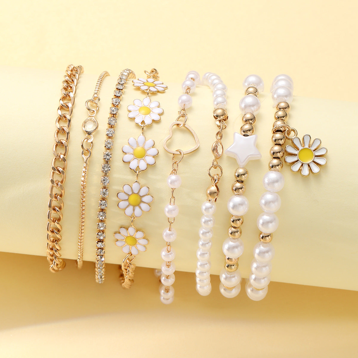 Damen Armband-Set mit verspielten Margeriten-Elementen Shop Nory