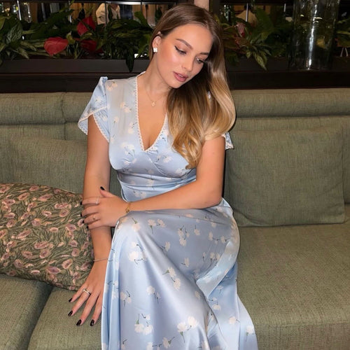 Damen Abendkleid mit elegantem V-Ausschnitt und fließendem Schnitt Shopnory