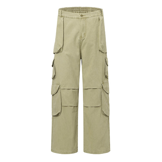 Damen Weite Cargo-Hose mit Multi-Taschen und hoher Taille Shop Nory
