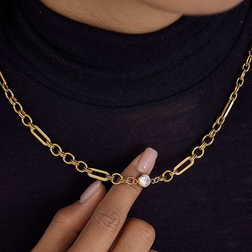 Damen Edelstahlkette mit funkelndem Zirkonia und verstellbarem Design Shop Nory