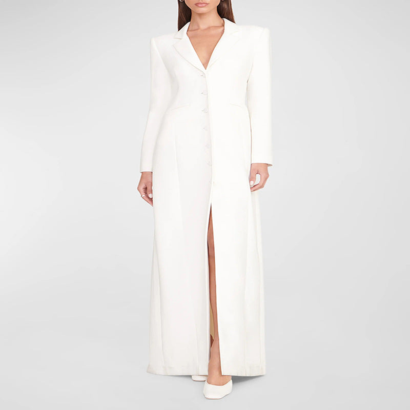 Damen Abendliches Maxikleid‑Blazer mit schlanker Silhouette, Korsettnaht und elegantem Frontschlitz Shop Nory