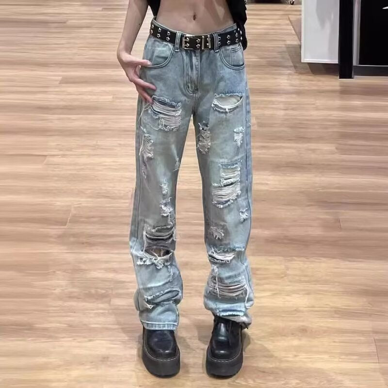 Herren Extraweite Ripped Baggy-Jeans mit tiefem Schritt und ausgeprägten Destroyed-Details Shop Nory