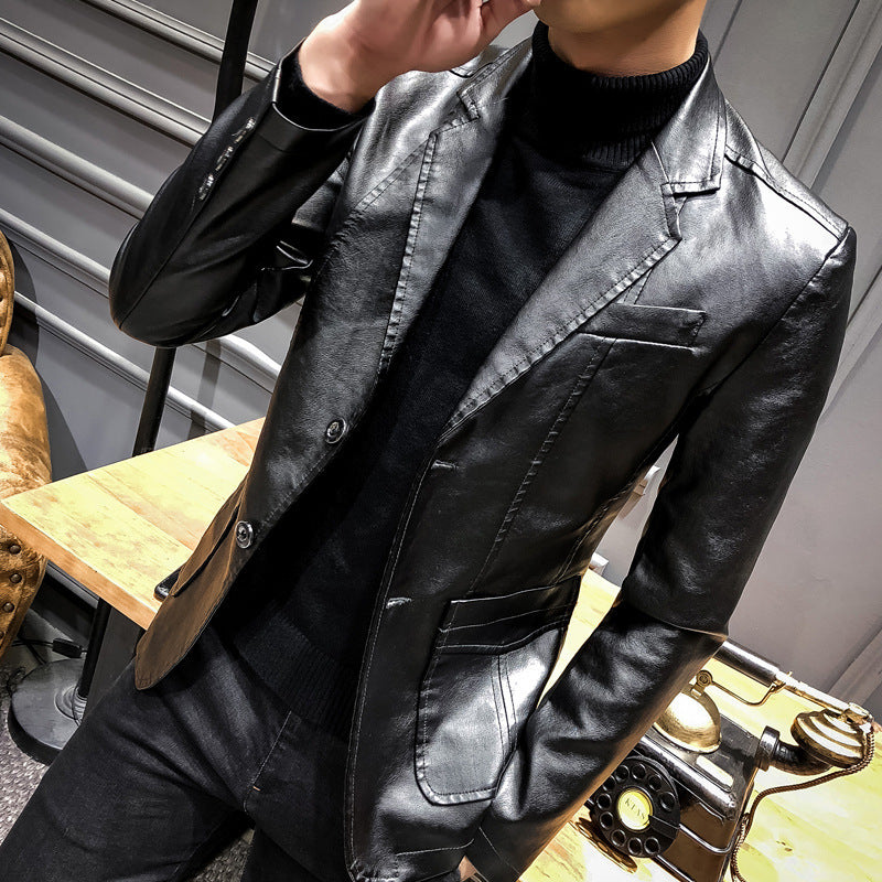 Herren Lederblazer im Slim-Fit mit Reverskragen und Zwei-Knopf-Front Shop Nory