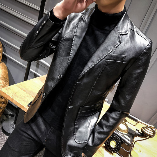 Herren Lederblazer im Slim-Fit mit Reverskragen und Zwei-Knopf-Front Shop Nory