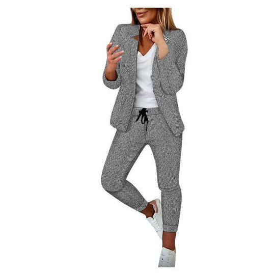 Damen Casual-Tailoring Zweiteiler mit strukturiertem Longblazer und Kordel-Jogpant Shop Nory