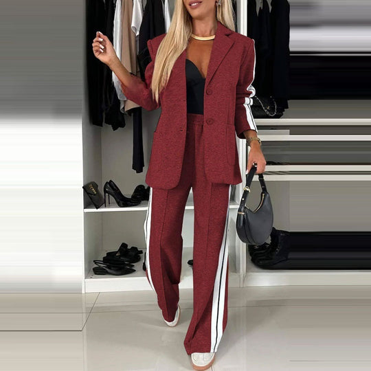 Damen Sportlich-elegantes Jersey-Tailoring-Set mit Longblazer und weitem Trackpant Shop Nory