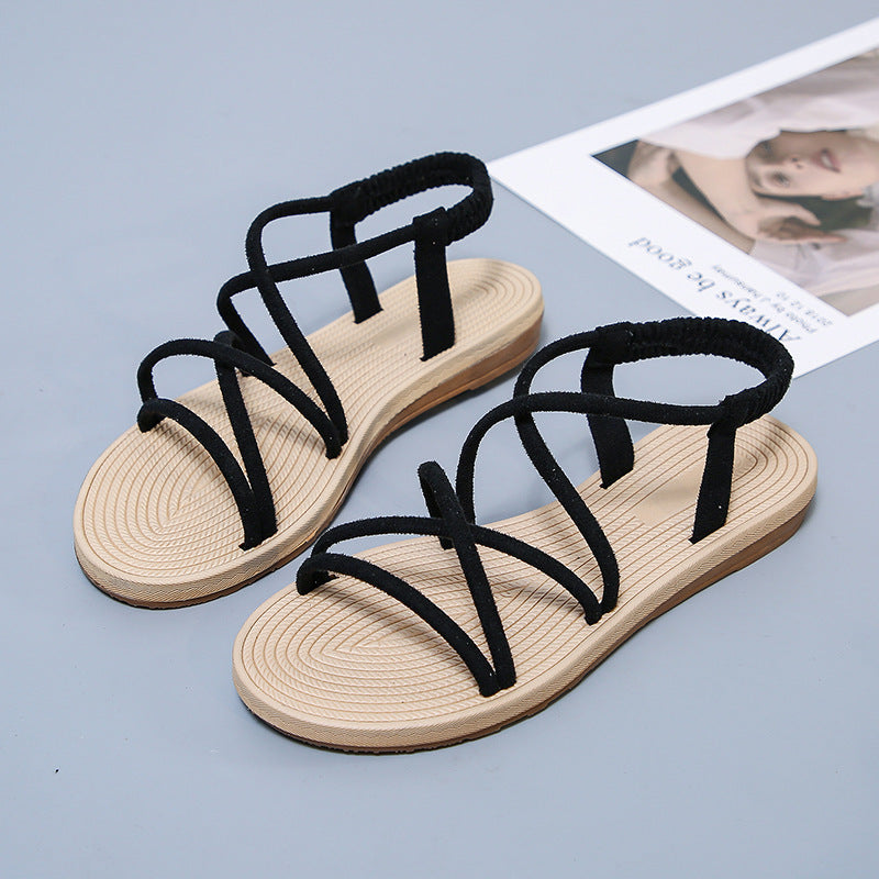 Damen Geflochtene Riemchen-Sandalen mit elastischem Fersenband und gepolstertem Fußbett Shop Nory