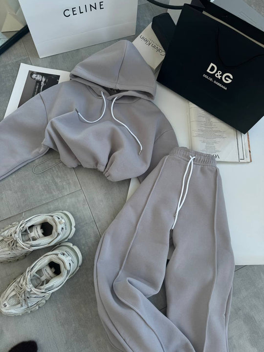 Damen Oversize-Hoodie und Jogginghose Set mit weichem Innenfutter, verstellbarer Kordel und hochgezogenem Bund Shop Nory