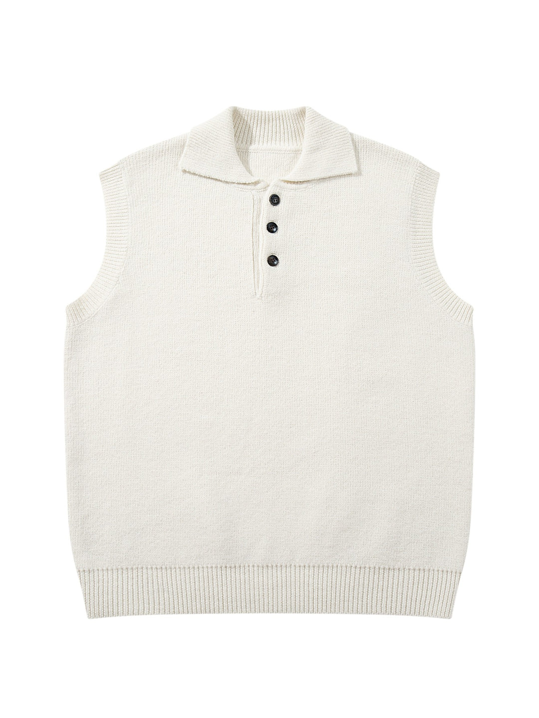 Unisex Ärmellose Strickweste mit Polokragen und Knopfleiste Shop Nory