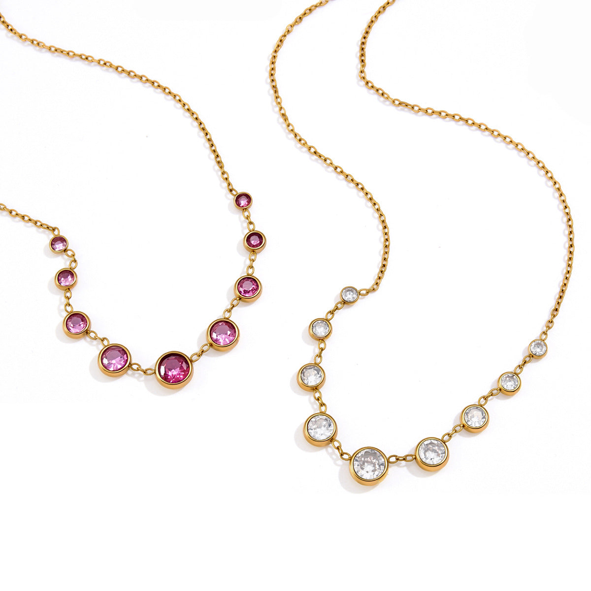 Damen Halskette mit funkelnden Zirkonia und hypoallergenem Edelstahl Shop Nory