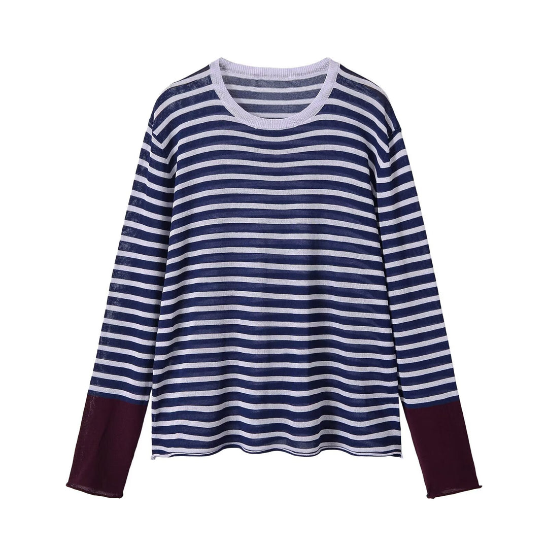 Damen Feinstrick-Longsleeve mit maritimen Querstreifen und kontrastierten Ärmeln Shop Nory