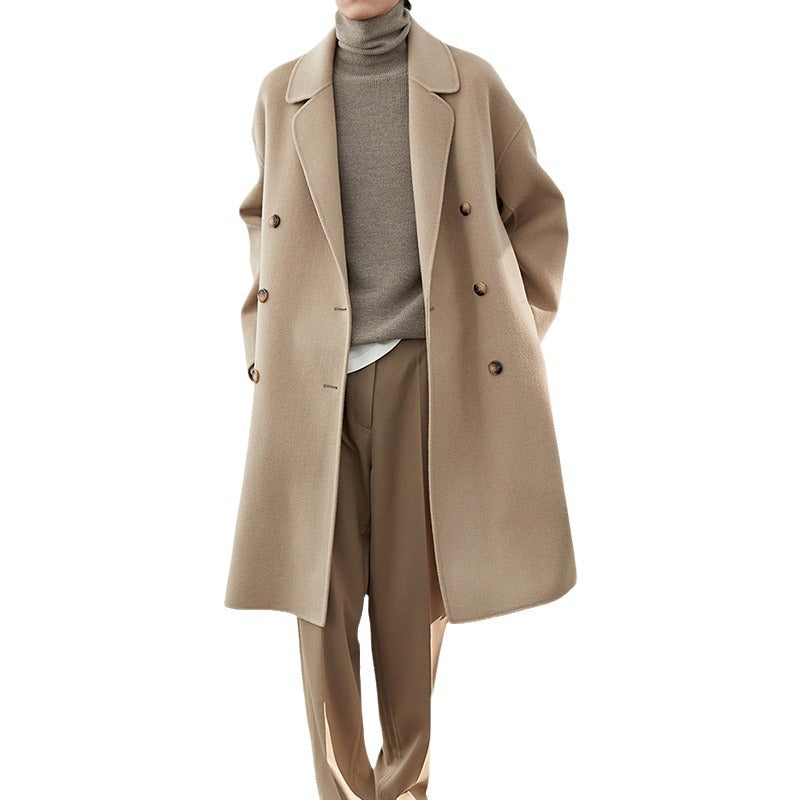 Herren Lang geschnittener Doppelreiher-Wollmixmantel mit Oversize-Passform Shop Nory