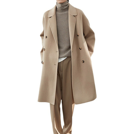 Herren Lang geschnittener Doppelreiher-Wollmixmantel mit Oversize-Passform Shop Nory