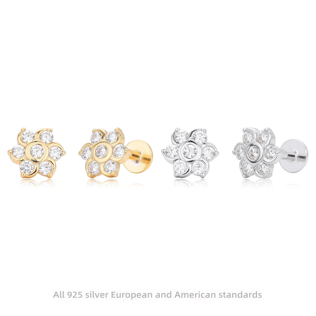 Damen Ohrstecker mit funkelnden Zirkonblüten aus hochwertigem 925 Sterling Silber Shop Nory
