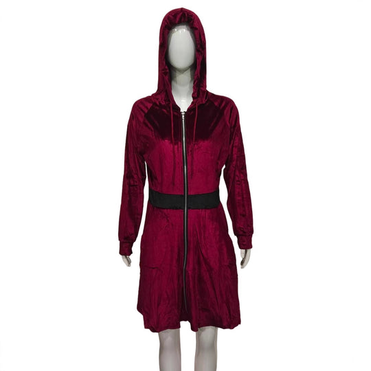 Damen Samt-Kapuzenkleid mit Reißverschluss, Taillengürtel & Katzenohren Shop Nory