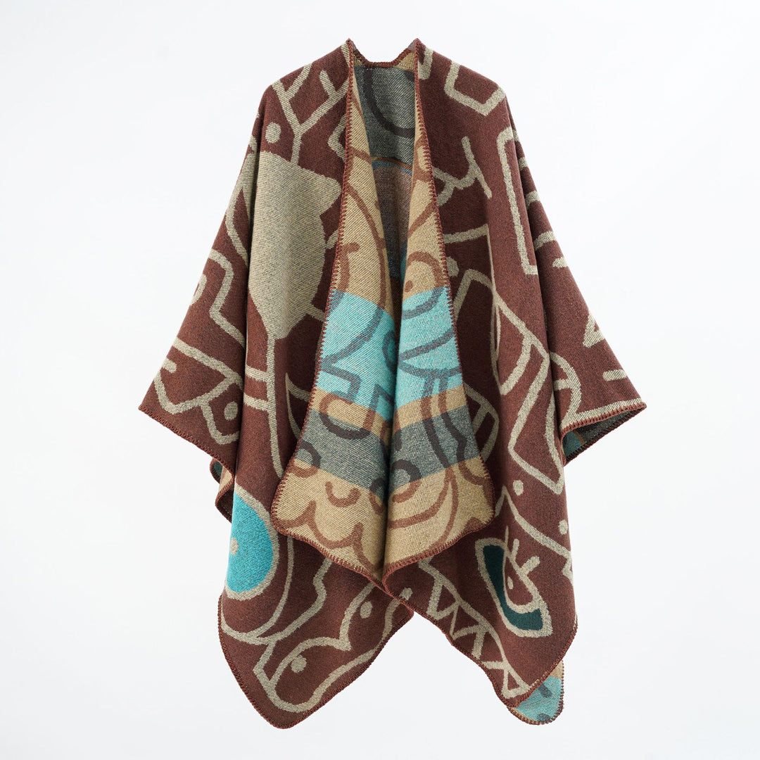 Damen Reversibler Strickponcho im Kuschel‑Umhang mit grafischem Jacquard Shop Nory