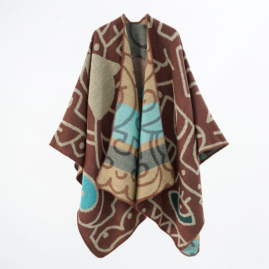 Damen Reversibler Strickponcho im Kuschel‑Umhang mit grafischem Jacquard Shop Nory