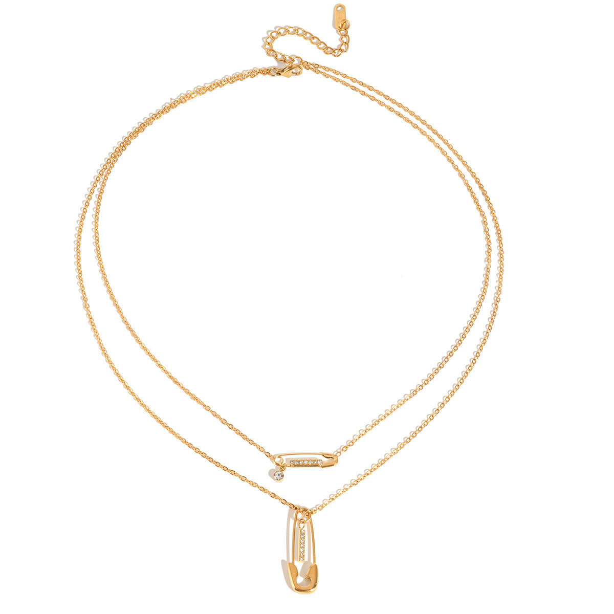 Damen Halskette mit funkelndem Sicherheitsnadelsymbol aus hypoallergenem Edelstahl Shop Nory