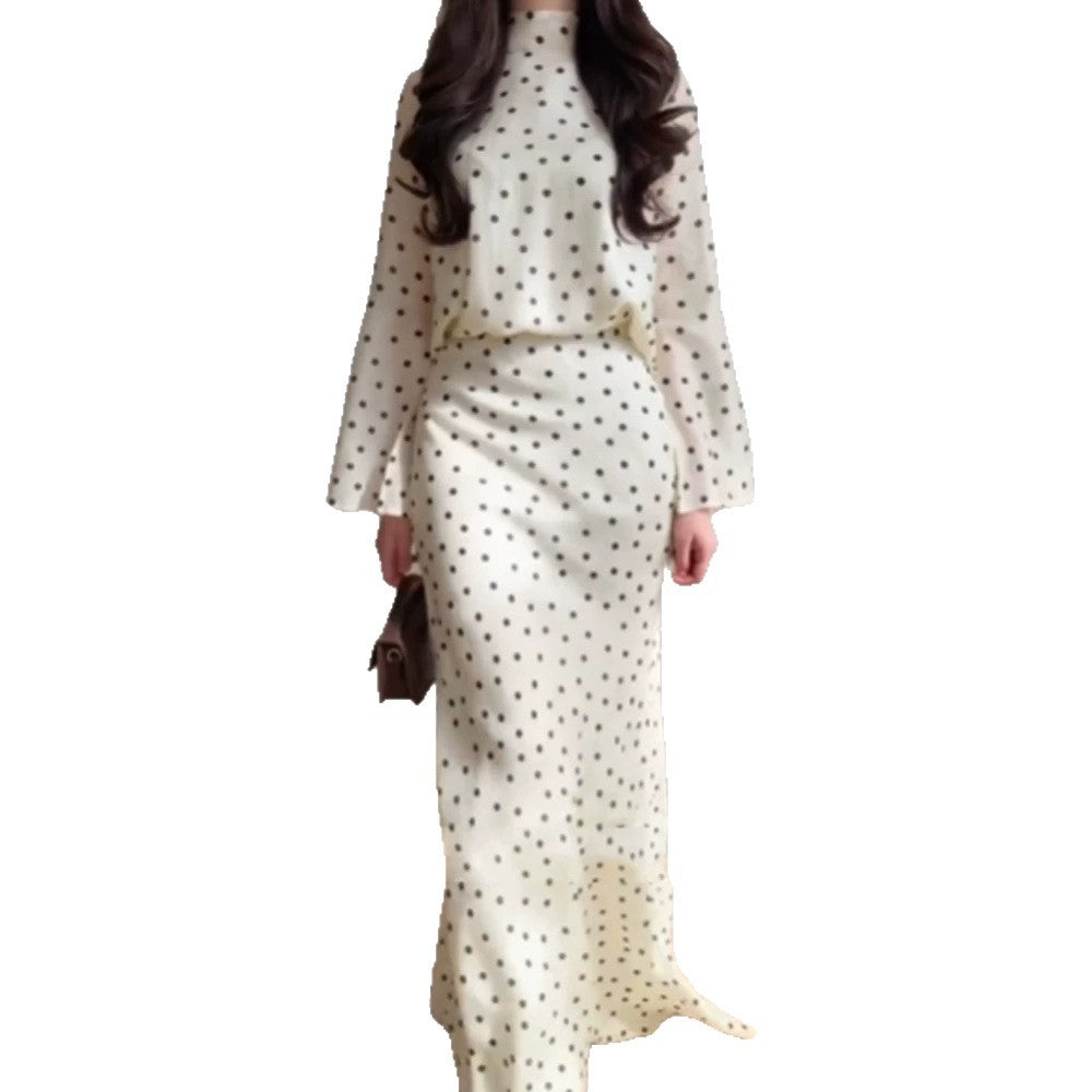 Damen Maxikleid mit taillenbetonter Meerjungfrauen-Silhouette und Tupfenprint Shop Nory