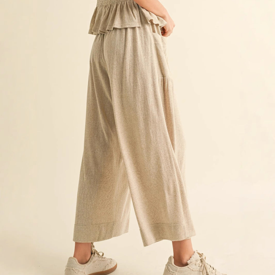 Damen weite Culotte-Jerseyhose mit Smockbund und Eingrifftaschen Shop Nory