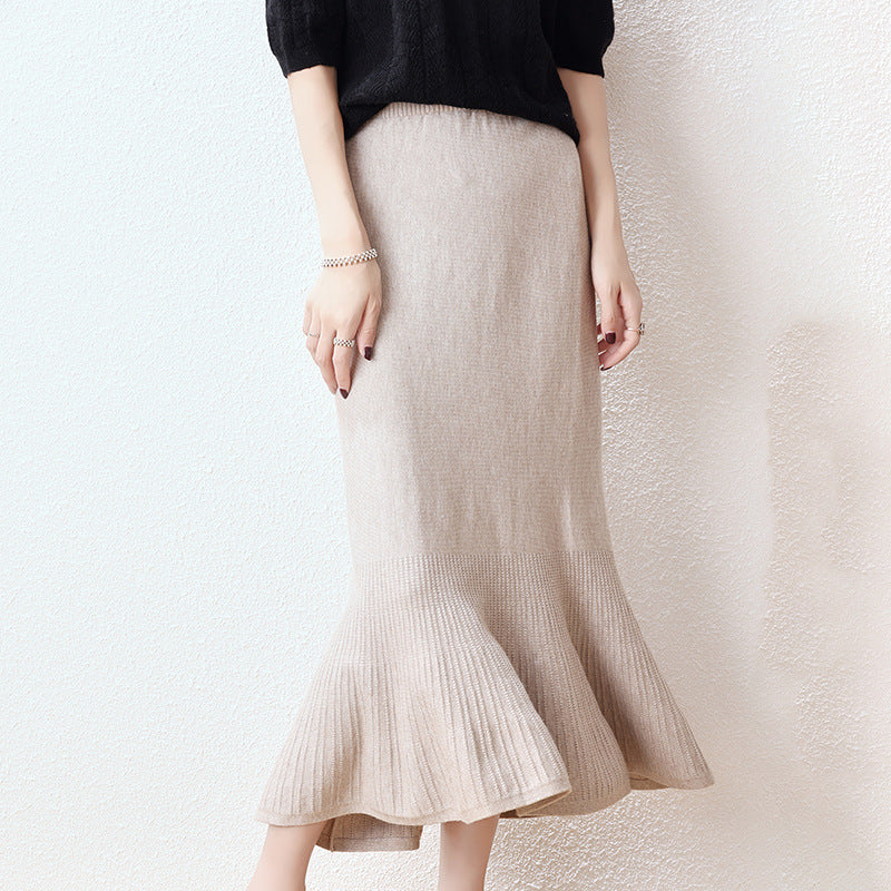Damen Eleganter Strickrock mit Volant Shop Nory